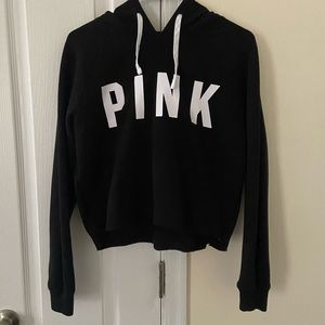 Victoria Secret PINK black and white crop top hoodie small petite